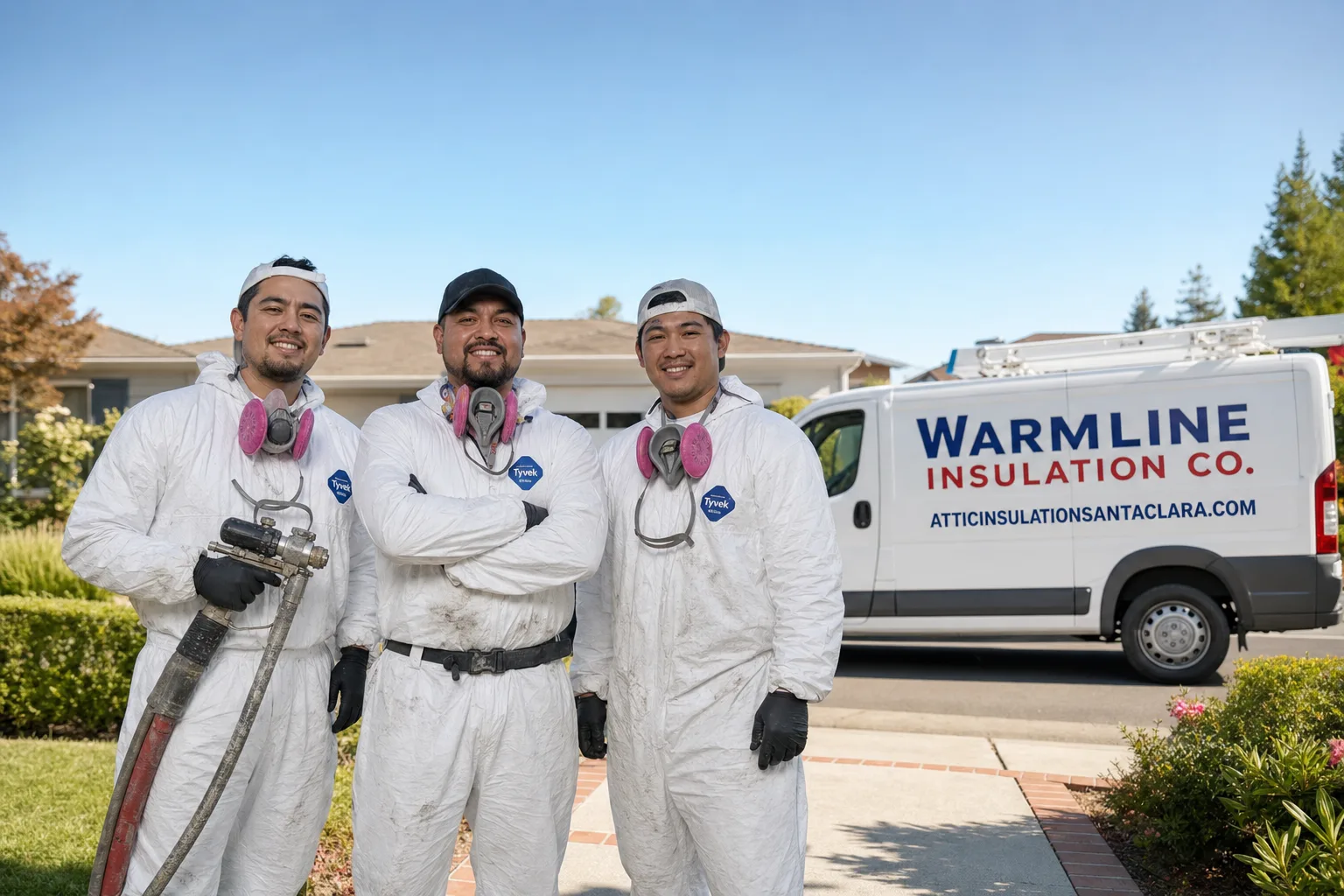 Warmline Insulation Co. insulation service vehicle and crew in Santa Clara, CA